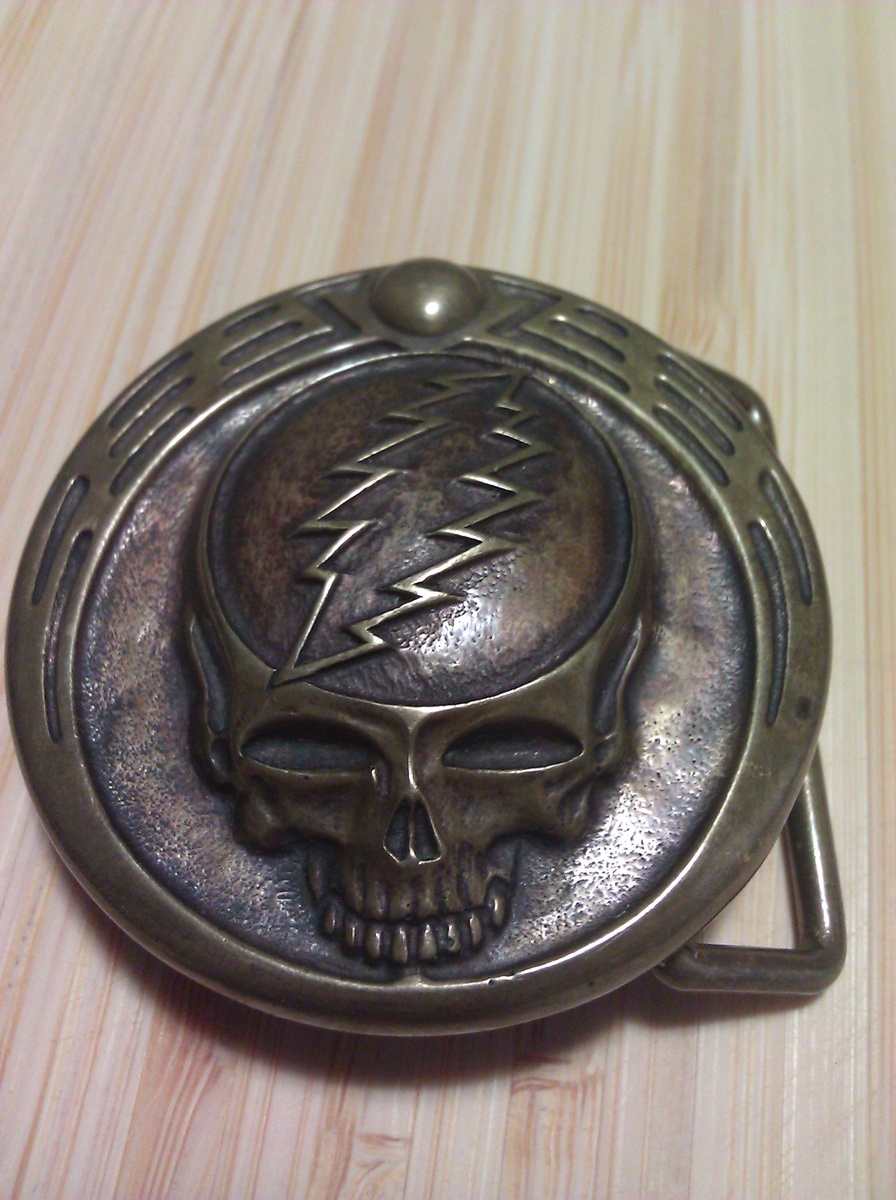 Owsley Stanley signed #3 Grateful Dead Skull Belt Buckle
