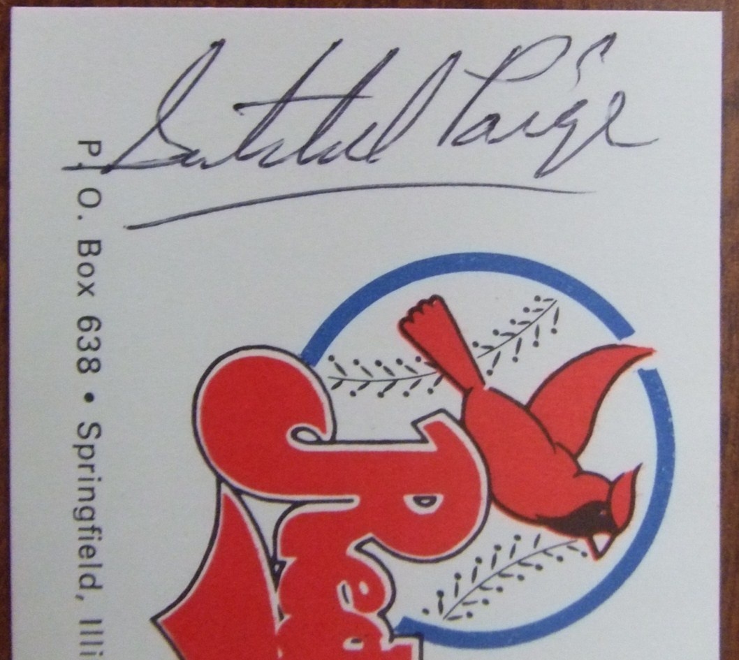 Baseball HOF Pitcher Satchel Paige autographed business card