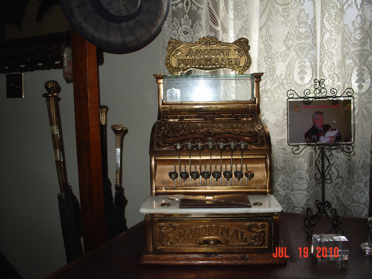 Outstanding Coin Operated National Cash Register... Model 130...With Top Sign...From The 1880's