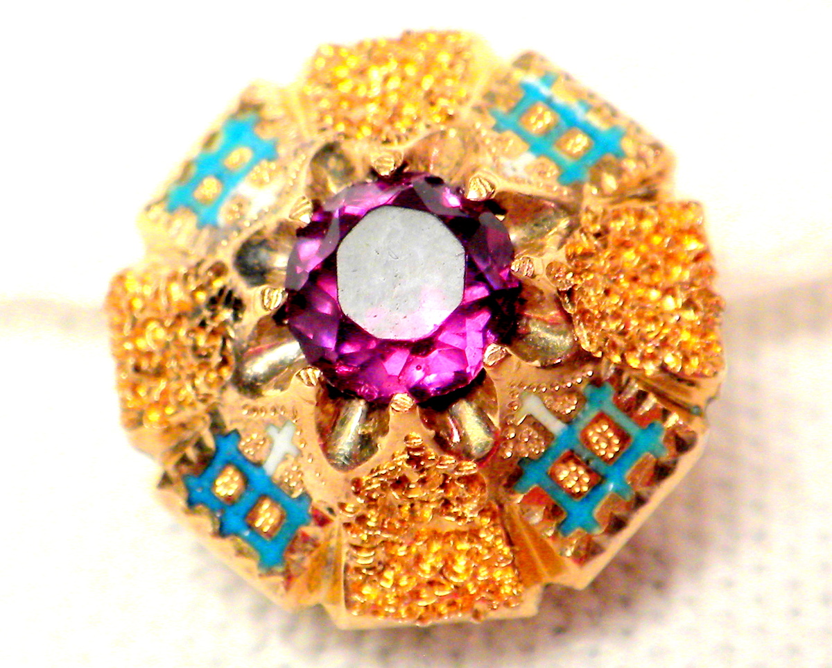 ??? Vintage Amethyst Stud, Button, Cufflink?   - Fine Jewelry