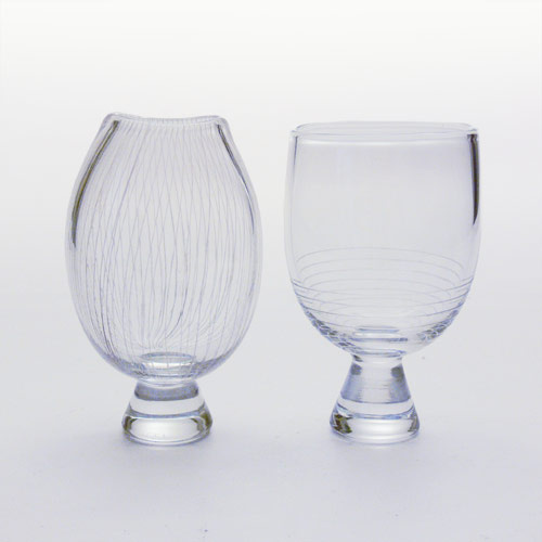 2 vases: Elsa Söderberg's for Hovmantorp and Sven Palmqvist's for Orrefors