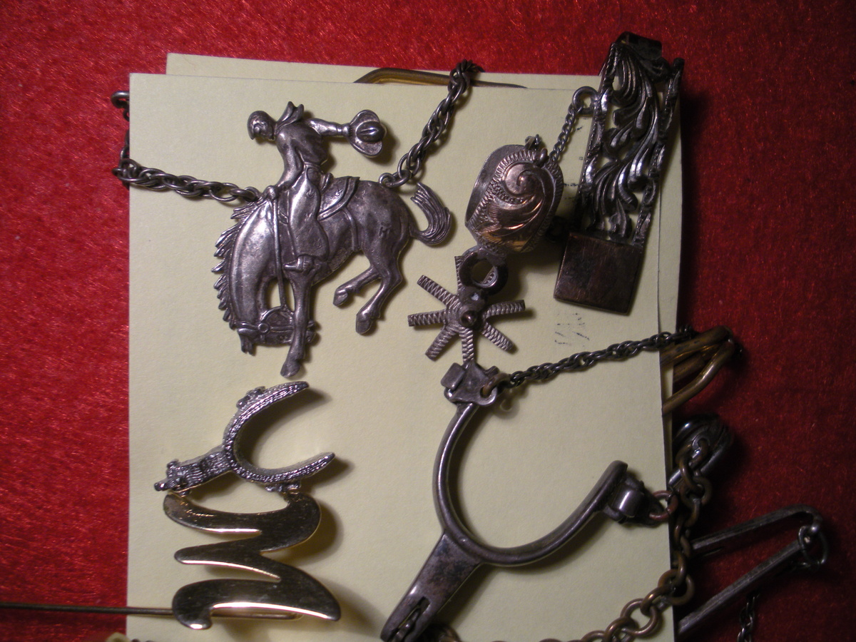 WESTERN Tie Tack, Tie Bars, and Tie Clasps SPURS SADDLE BRONC RIDER Sterling