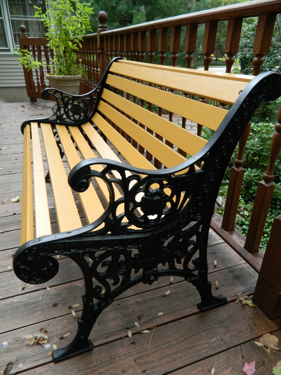 Antique iron and wood park bench