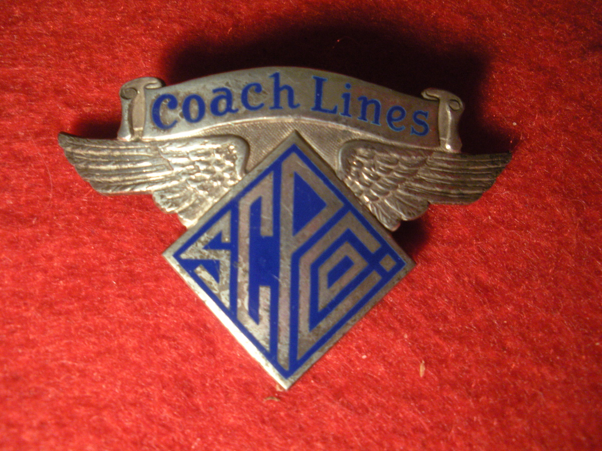 SPC Co Coach Lines sterling and blue enamel Hat Badge
