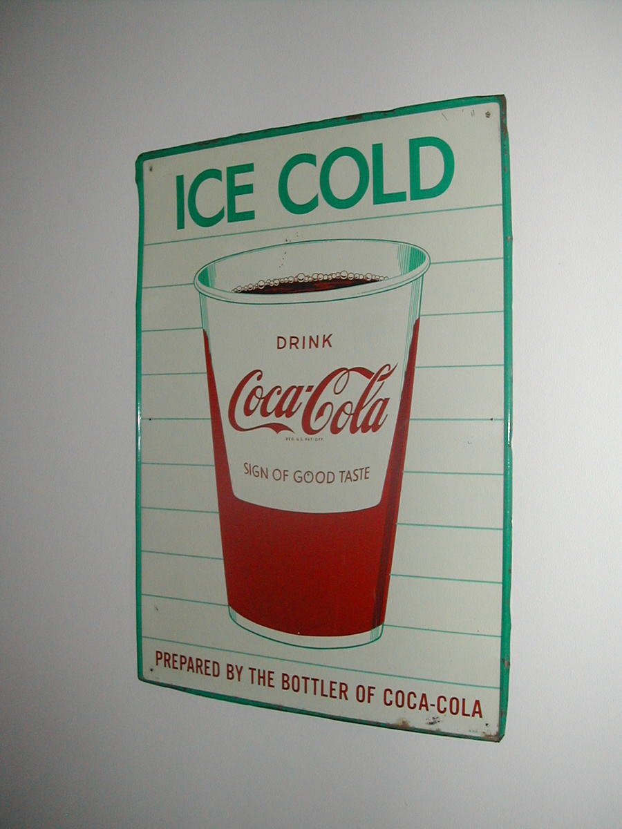 50's-60's  Coca-Cola Cup Sign "Prepared by the Bottler..."