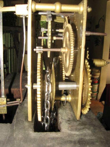 An interesting Late 18th century American tall case movement.  - Clocks