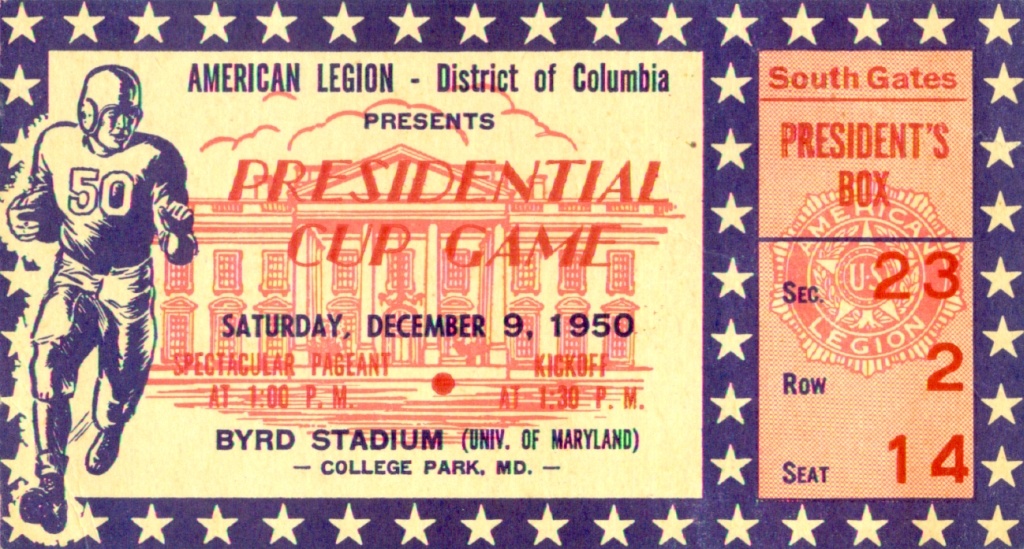 1950 Presidential Cup Bowl ticket UGA vs Texas A&M