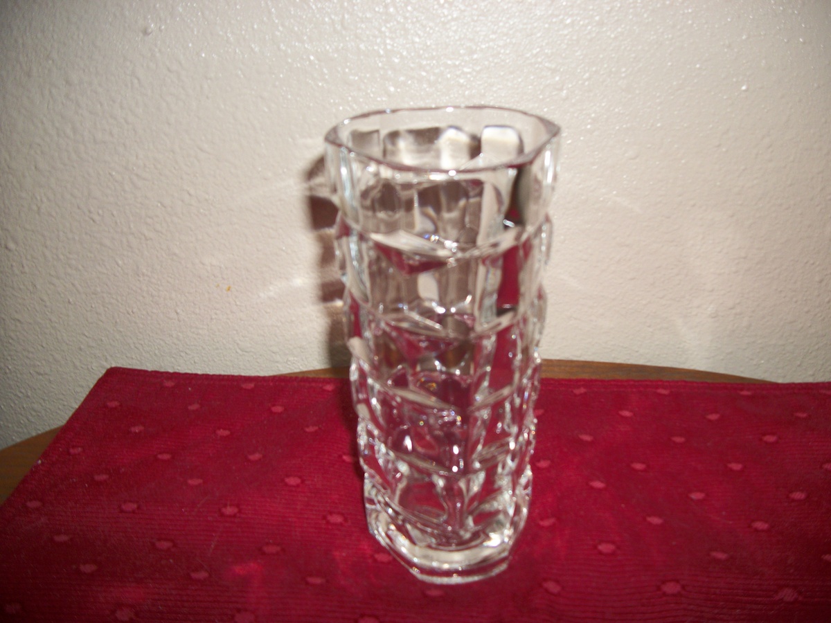 heavy glass vase stamped france 22 - Glassware