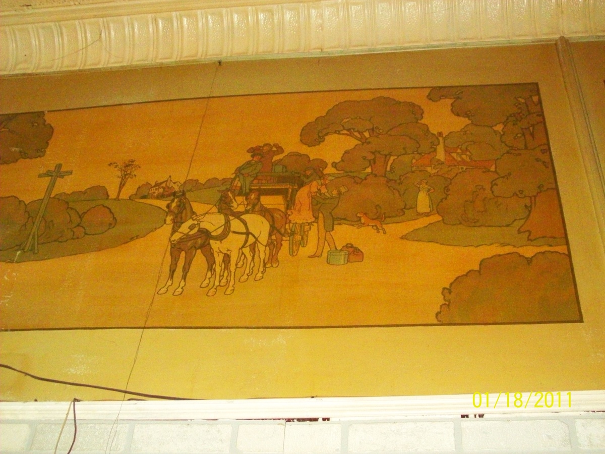 paintings stagecoach Exeter and London on the back of stagecoach - Folk Art