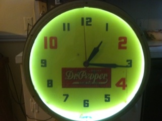 Vintage Neon Dr Pepper Advertising Clock