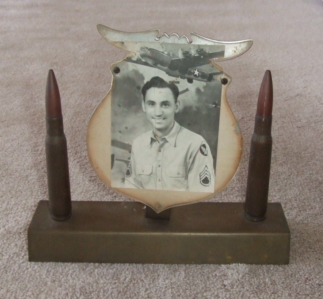 Trench Art desk stand for B-24 Crewman