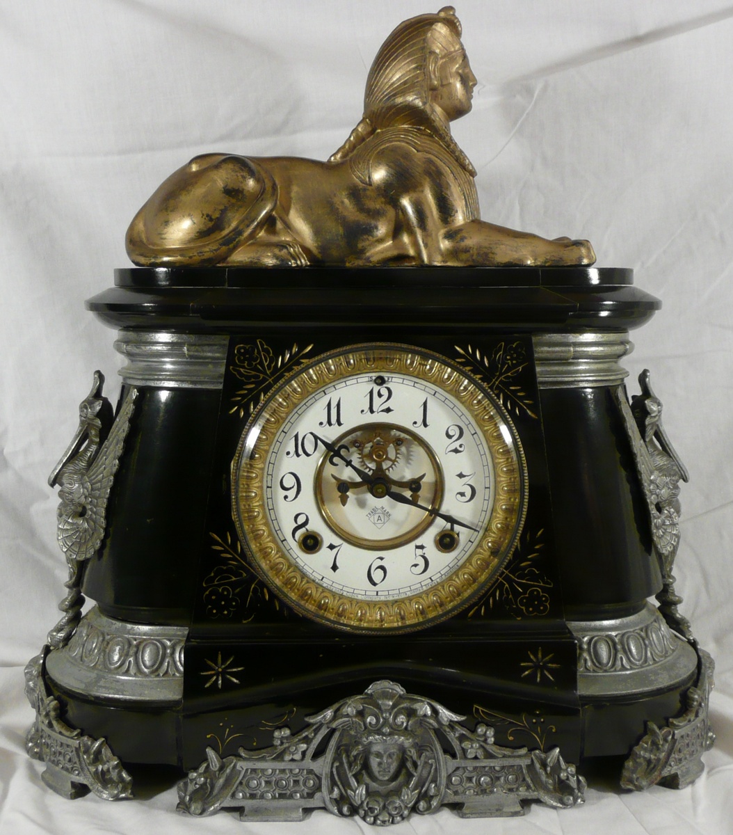 Ansonia Pompeii with Sphinx Statuette circa 1904 - Clocks