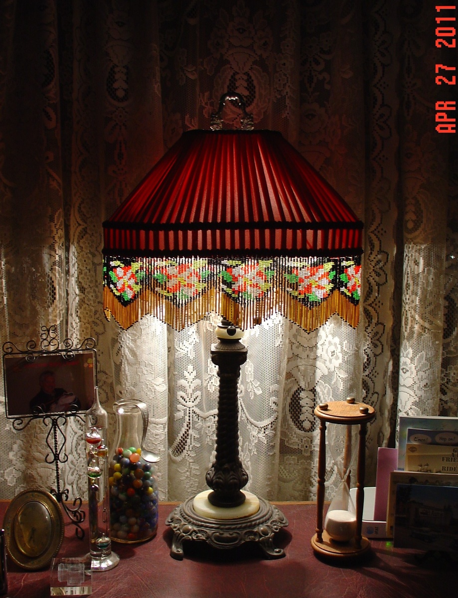 Lamp Shades  Beads on Hand Made Lamp Shade   Fabric And Beads   Collectors Weekly