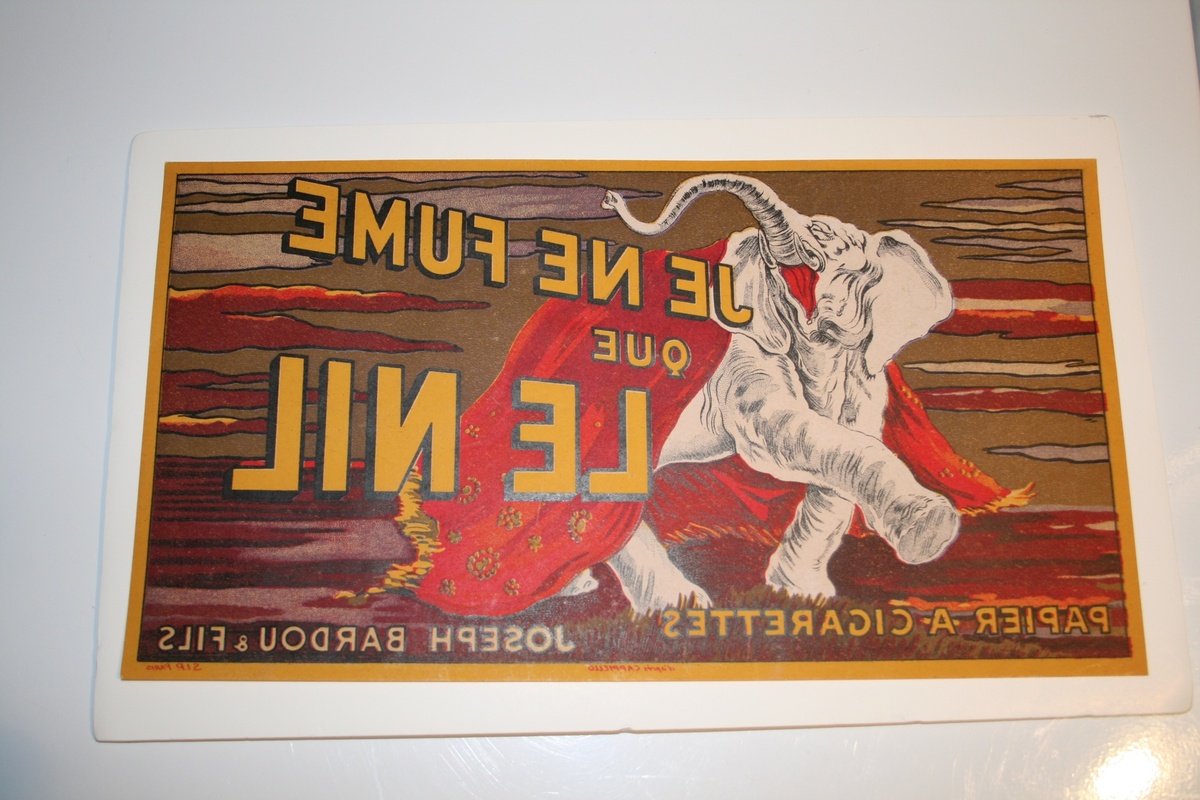 Cappiello cigarette piece reverse printed