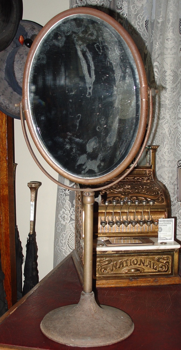 Antique Department Store Pedestal Mirror...Beveled Glass - Furniture