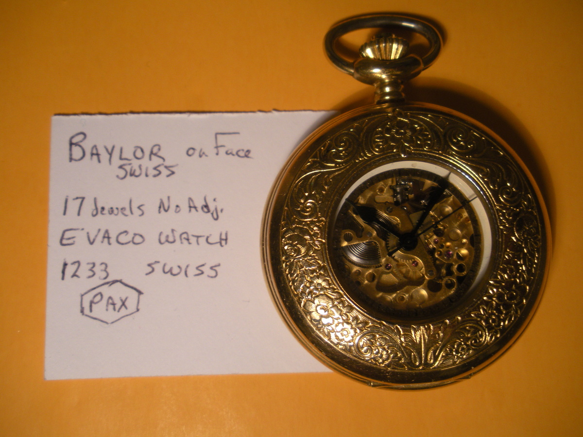 Pocket Watch BAYLOR open view cover. - Pocket Watches