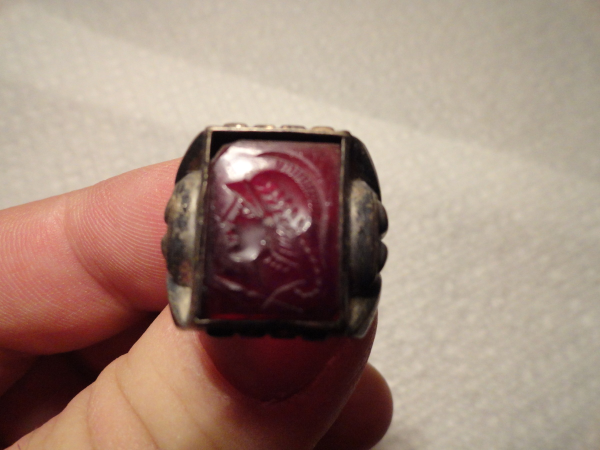 Red Stone Intaglio Ring STERLING
