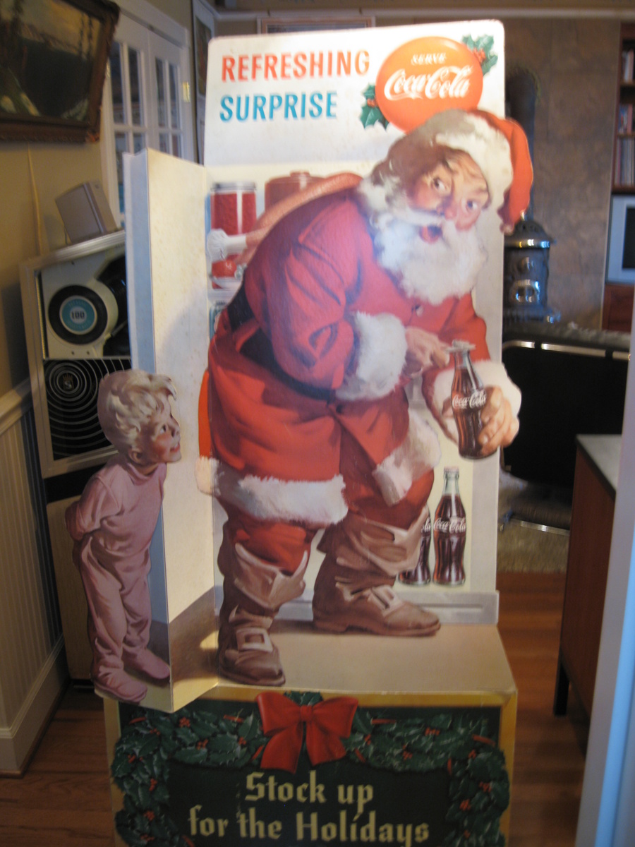 40's-50's Vintage Christmas Coca Cola Store Advertising Display