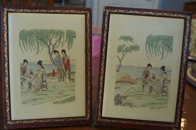antique japanese tile bookends