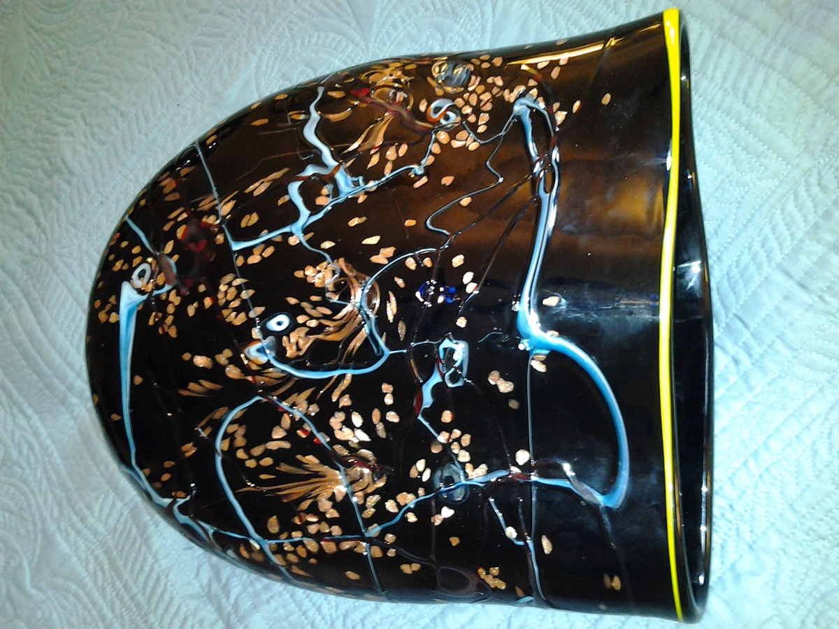 Large black blowing glass vase - Art Glass