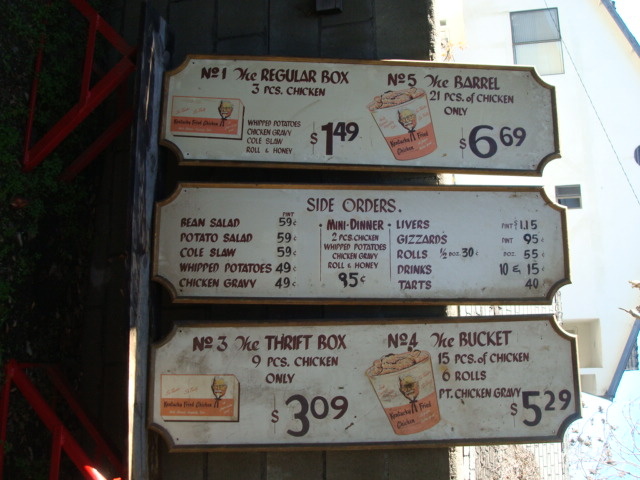 Old Kentucky Fried Chicken menu boards from the 60's? - Signs