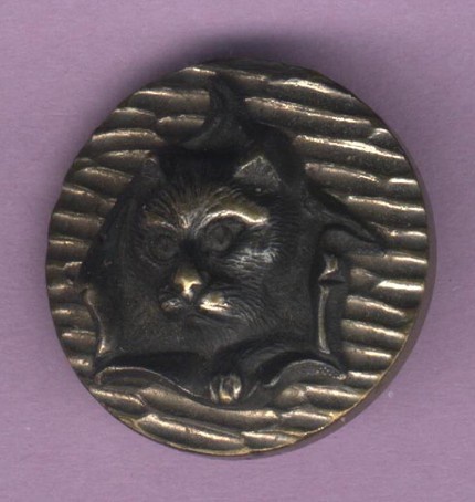 Vintage Steel Button; "Circus Cat"