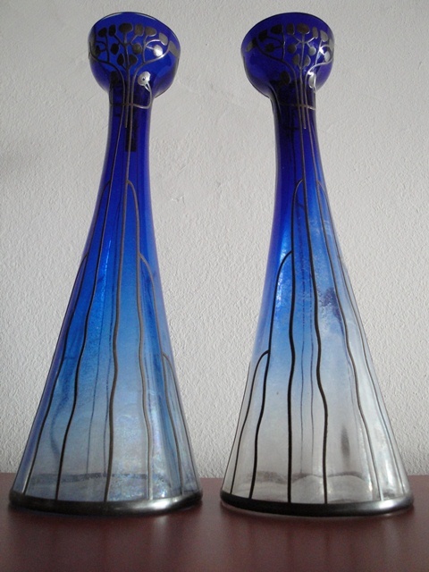 My art nouveau glass vase pair
