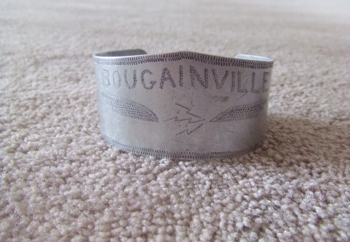 WW2 Pacific theater, aluminum trench art bracelet 
