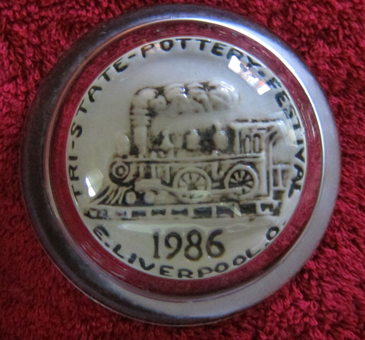 Hall Pottery Paperweight 1986 Tri-State Pottery Festival
