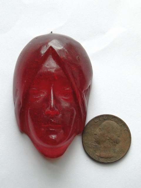 Art Nouveau Lady's Head Pendant Resin - Costume Jewelry