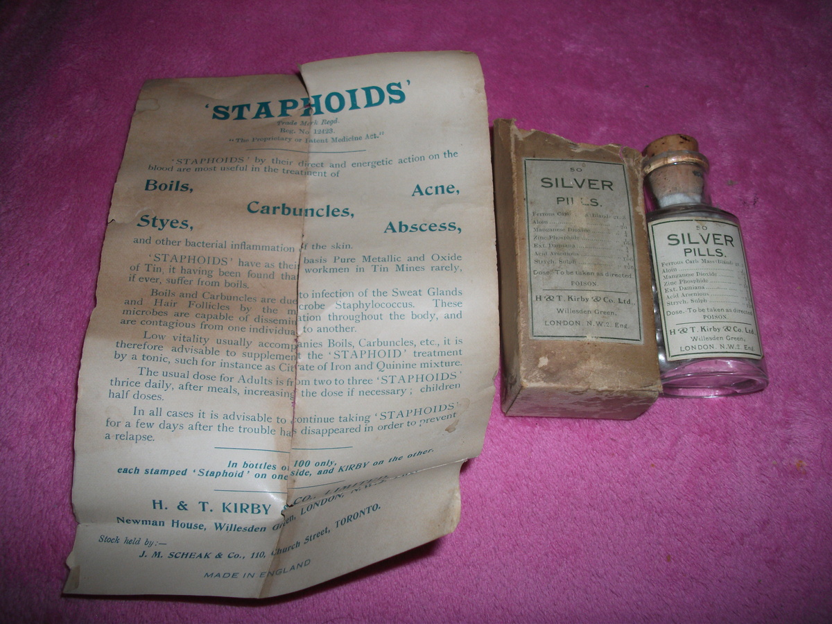  50 Unopened Bottle Silver Pills Poison - Bottles