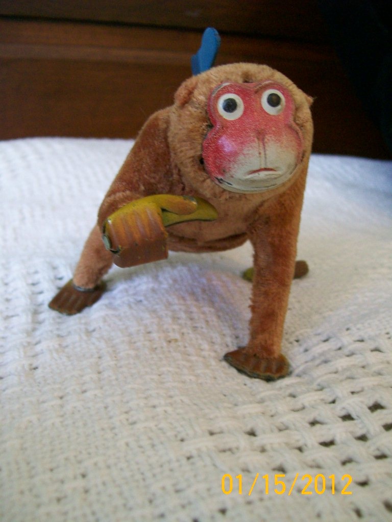 Vintage Wind Up Toy Monkey made in Japan marked 