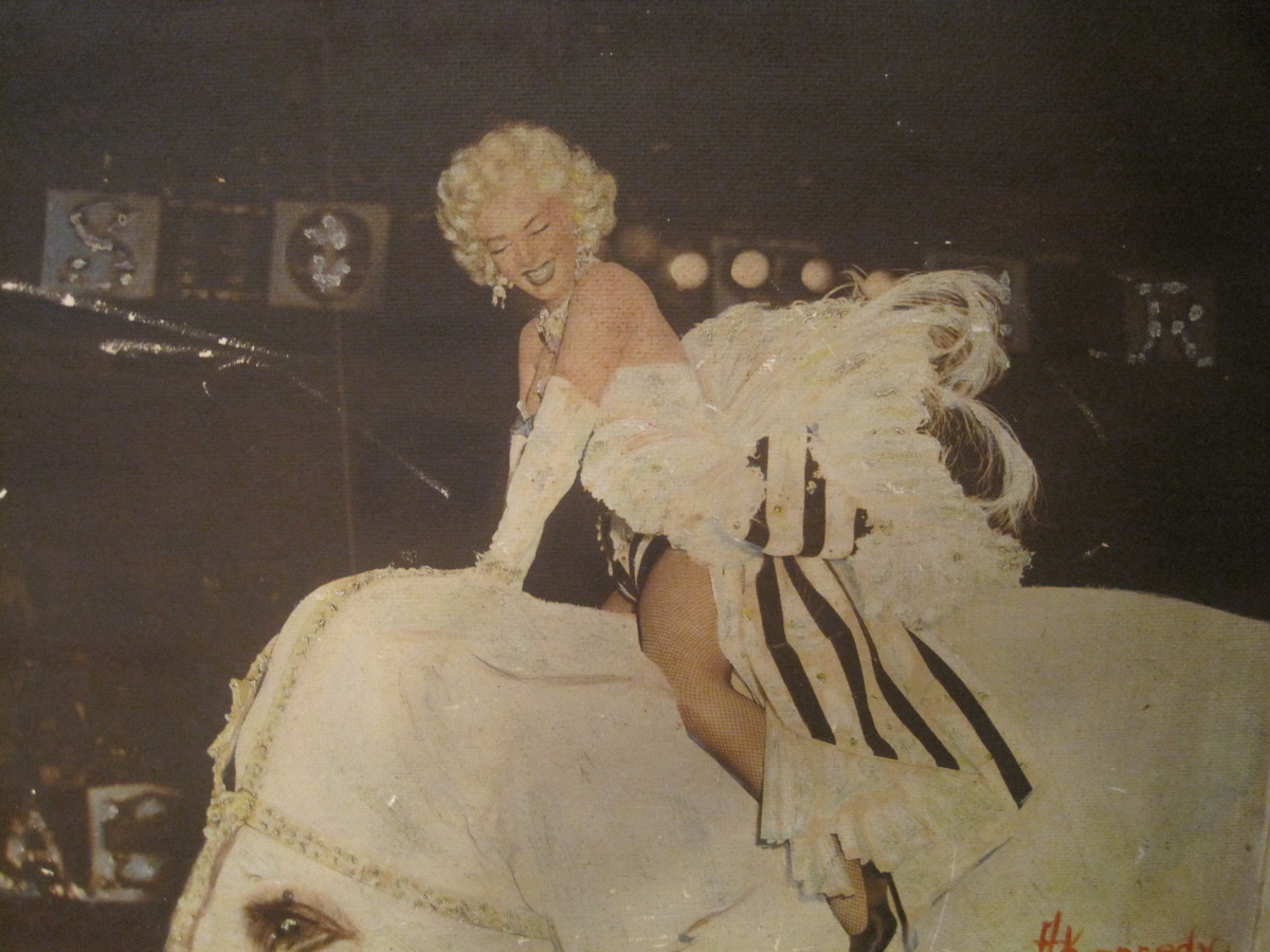 Marilyn Monroe on circus elephant print - Posters and Prints