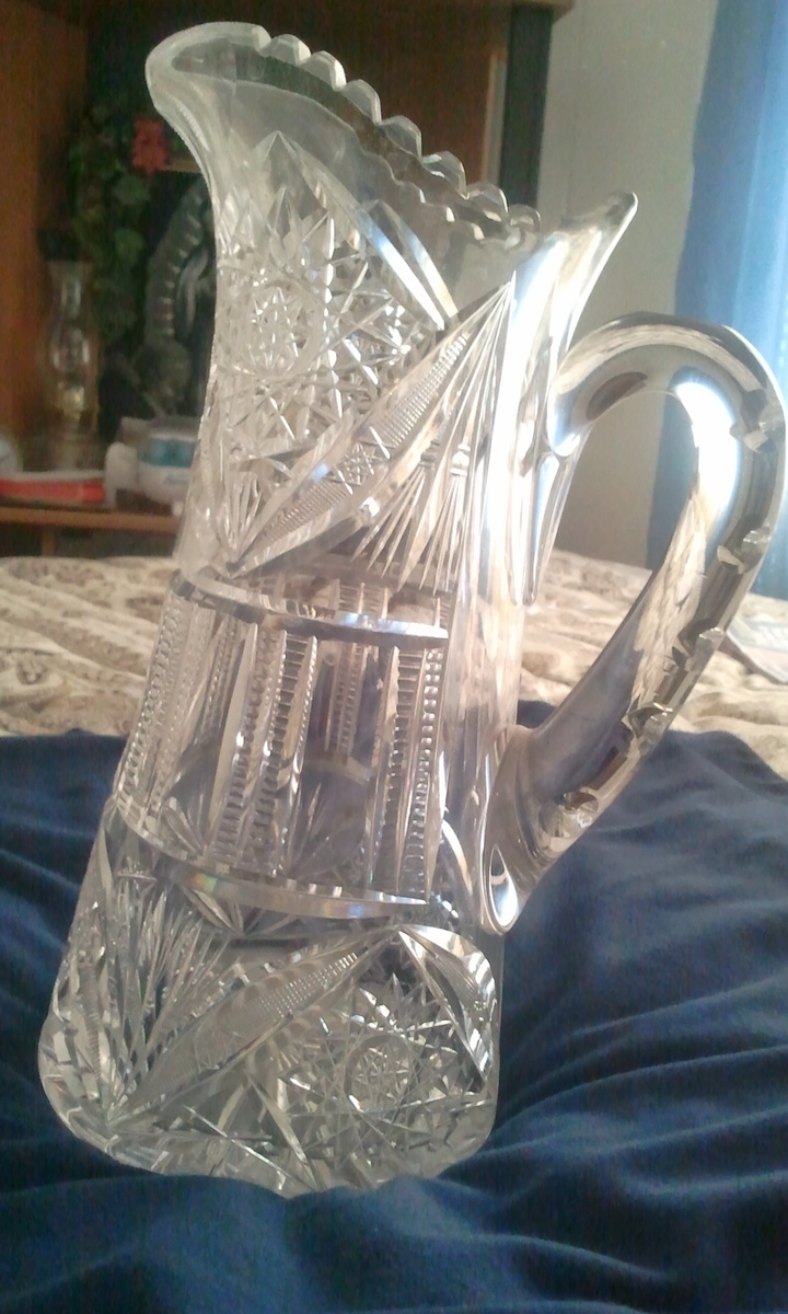 My  beautiful crystal pitcher that I have had forever!  American brilliant??