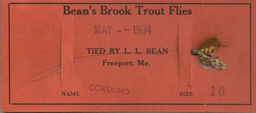 1934 LL Bean vintage hand tied fly Beans Brook Trout #10 Cowdung - Fishing