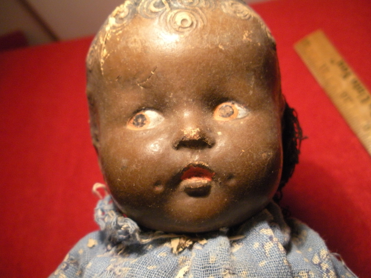 Black Composition Doll ... Painted Eyes "TOPSY" ... with dimples doll, from 192os  POST 1 - Dolls