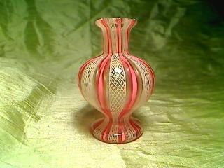 Pink ribbon glass - Art Glass
