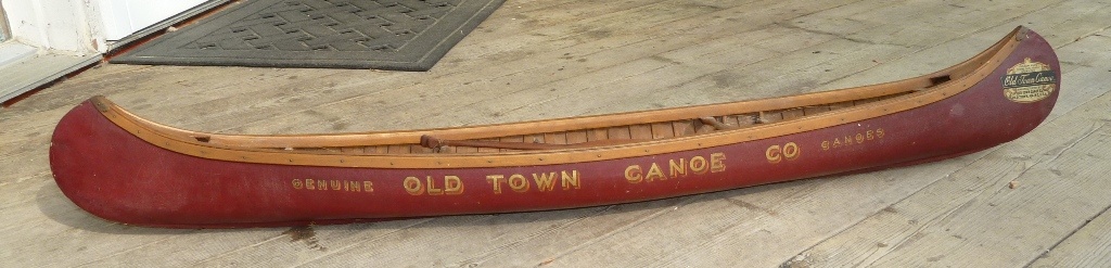 Hybrid display sample canoe model (aka "salesman sample") with elements of both Carleton Canoe and Old Town companies.