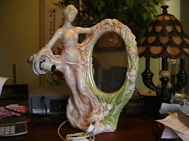 maiden mirror lamp  think its art deco - Art Pottery