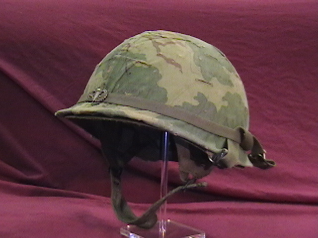 1966 U.S. Army Jump Helmet with Camouflage Cover - Military and Wartime