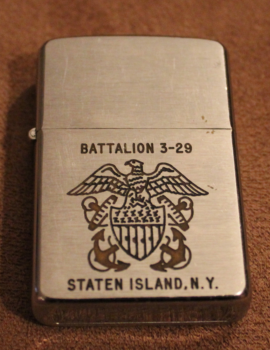 1950's Zippo Lighter Battalion 3-29 Staten Island NY