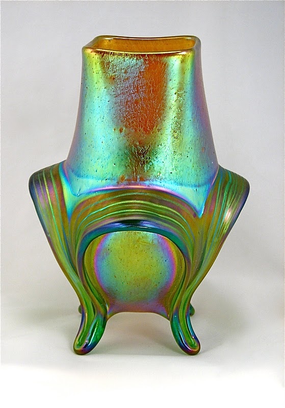 Loetz Silberiris with extruded wings/legs - Art Glass