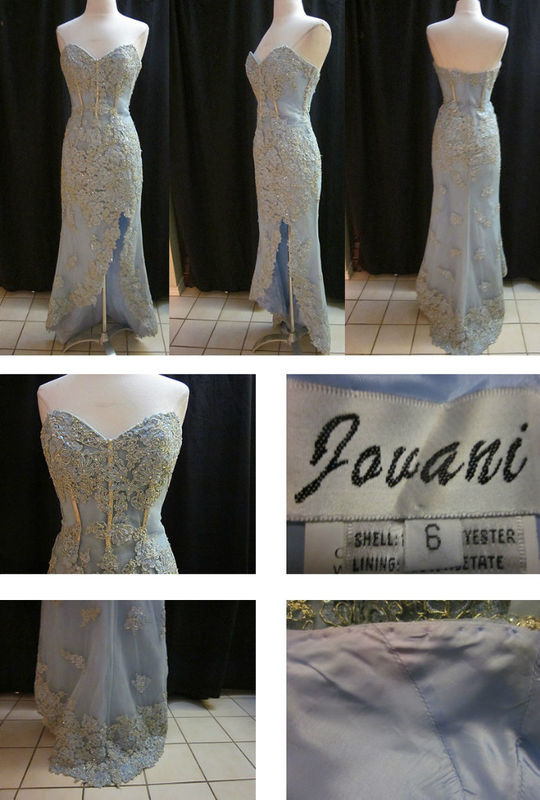 Jovani beaded blue evening gown
