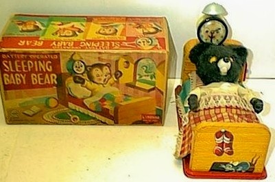 Vintage Battery Operated Sleeping Baby Bear Toy - Animals