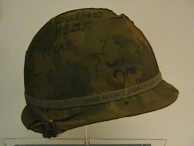 U.S. Army M-1 Helmet Used in Vietnam and Cammo Cover with Original Grafitti - Military and Wartime