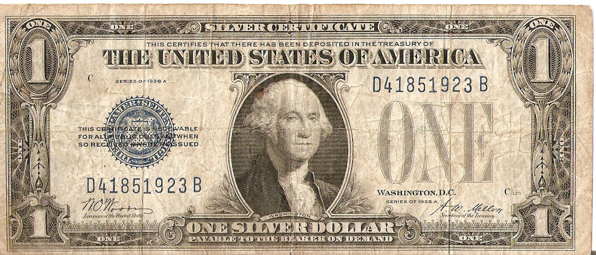 1928 Series A Silver Certificate Dollar Bill - US Paper Money