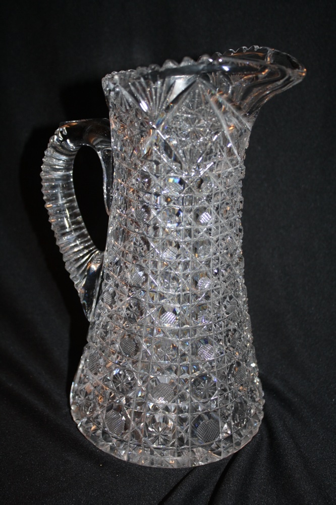 American Brilliant Cut Glass Pitcher "Harvard" Pattern