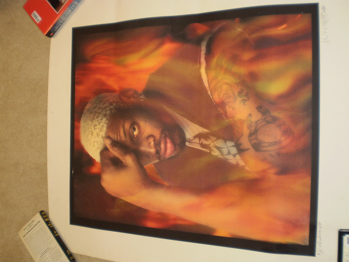 Dennis Rodman Thinker Pose Lithograph