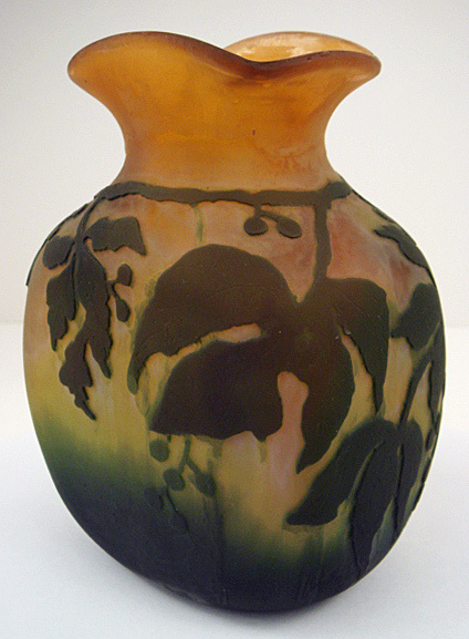 French or Bohemian cameo vase, initial/cipher only..