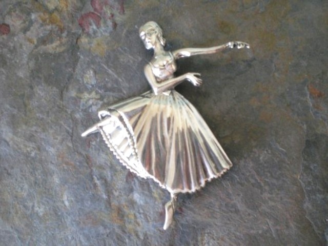 Sterling Silver Ballerina Brooch,Pin